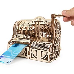 UGEARS 3D Puzzles Wooden Box - DIY Cash Register with Money Box - Exclusive Wooden Model Kits for Adults to Build - Vintage Wooden Mechanical Models - Self Assembly Woodcraft Construction Kits