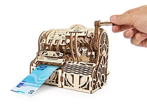 UGEARS 3D Puzzles Wooden Box - DIY Cash Register with Money Box - Exclusive Wooden Model Kits for Adults to Build - Vintage Wooden Mechanical Models - Self Assembly Woodcraft Construction Kits
