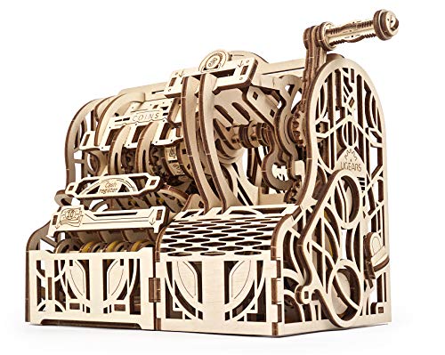 UGEARS 3D Puzzles Wooden Box - DIY Cash Register with Money Box - Exclusive Wooden Model Kits for Adults to Build - Vintage Wooden Mechanical Models - Self Assembly Woodcraft Construction Kits