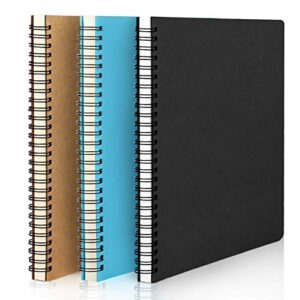 eusoar hardcover college ruled spiral notebooks, a5 3packs 5.5"x8.3" 120 pages lined travel writing subject notebooks journal, memo notepad sketchbook, school office business diary spiral book journal