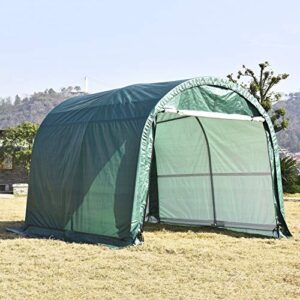 bestmart heavy duty carport with zipper portable garage outdoor storage shed canopy green,10x10ft