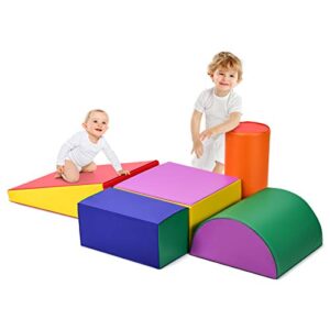 glacer crawl and climb foam play set, 5 piece lightweight colorful fun activity play set for climbing, crawling and sliding, safe foam playset for toddlers, preschoolers, baby and kids (multicolor)