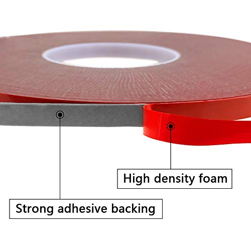 Double Sided Tape,Heavy Duty Mounting Adhesive Tape,Waterproof Foam Tape for LED Strip Lights,Home Decoration, Office Decorations (Black, 0.39 in x 108 Ft)