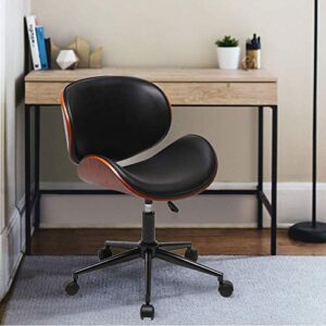 joybase home office desk chair, bentwood and leather swivel chair, adjustable heigh, brown