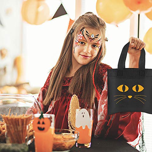 Halloween Party Favor Bags, Non-Woven Halloween Bags, Halloween Trick or Treat Party Bags Cat Ghost Pumpkin Bags, Halloween Goodie Candy Bags for Kids Birthday Halloween Party Favors