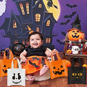 Halloween Party Favor Bags, Non-Woven Halloween Bags, Halloween Trick or Treat Party Bags Cat Ghost Pumpkin Bags, Halloween Goodie Candy Bags for Kids Birthday Halloween Party Favors