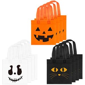 Halloween Party Favor Bags, Non-Woven Halloween Bags, Halloween Trick or Treat Party Bags Cat Ghost Pumpkin Bags, Halloween Goodie Candy Bags for Kids Birthday Halloween Party Favors