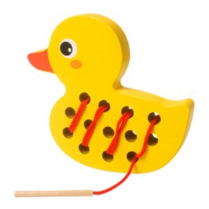 skrtuan wooden lacing duck threading toys wood block puzzle car airplane travel game montessori early development fine motor skills educational gift for 1 2 3 years old toddlers baby kids
