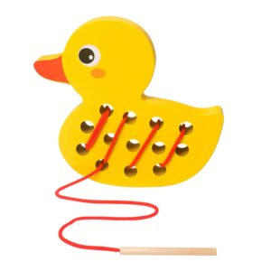 Skrtuan Wooden Lacing Duck Threading Toys Wood Block Puzzle Car Airplane Travel Game Montessori Early Development Fine Motor Skills Educational Gift for 1 2 3 Years Old Toddlers Baby Kids