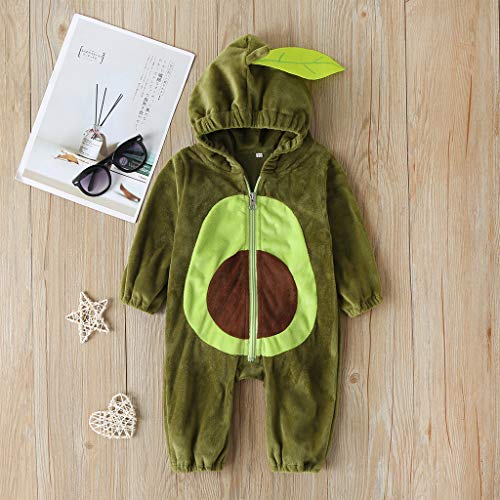 bebeshopdelageyhu Infant Toddler Baby Halloween Costumes Cute Hoodie Romper Jumpsuit Warm Costume Clothes (3-6 Months,Avocado Hooded Jumpsuit)