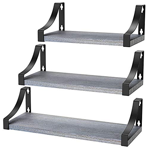 STORAGEGEAR Bathroom Floating Shelves Wall Mounted Set of 3 - Modern Stylish Design Perfect As Bookshelves, Kitchen Shelves, Bedroom Decor Shelves STFS03