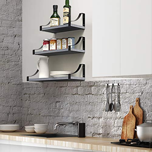 STORAGEGEAR Bathroom Floating Shelves Wall Mounted Set of 3 - Modern Stylish Design Perfect As Bookshelves, Kitchen Shelves, Bedroom Decor Shelves STFS03