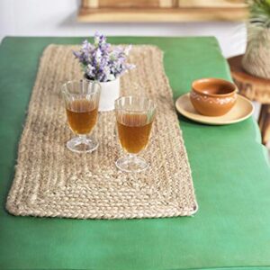 Madhu International Natural Jute Table Runner Rug, Long-Lasting Hand-Woven Rectangular Area Rug, Made from Jute Material for Indoor & Covered Door Entrances, 13 X 36 Inch