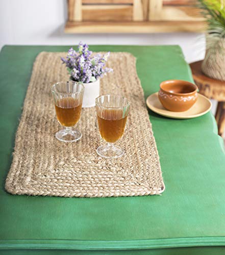 Madhu International Natural Jute Table Runner Rug, Long-Lasting Hand-Woven Rectangular Area Rug, Made from Jute Material for Indoor & Covered Door Entrances, 13 X 36 Inch