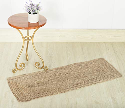 Madhu International Natural Jute Table Runner Rug, Long-Lasting Hand-Woven Rectangular Area Rug, Made from Jute Material for Indoor & Covered Door Entrances, 13 X 36 Inch