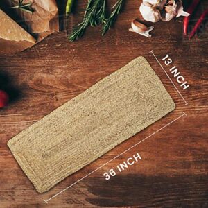 Madhu International Natural Jute Table Runner Rug, Long-Lasting Hand-Woven Rectangular Area Rug, Made from Jute Material for Indoor & Covered Door Entrances, 13 X 36 Inch