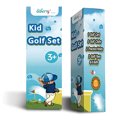 Liberry Kids Golf Clubs Set, Golf Toy with 1 Golf Cart, 3 Golf Clubs, 2 Practice Holes, 2 Golf Tees & 6 Balls, Indoor Outdoor Sports Toy for Boys Girls Ages 2 3 4 5