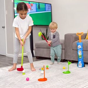 Liberry Kids Golf Clubs Set, Golf Toy with 1 Golf Cart, 3 Golf Clubs, 2 Practice Holes, 2 Golf Tees & 6 Balls, Indoor Outdoor Sports Toy for Boys Girls Ages 2 3 4 5