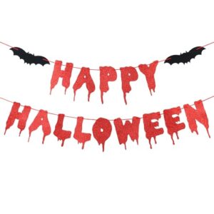 red glitter happy halloween banner halloween party banner for halloween haunted houses home indoor mantle decor happy halloween party decorations