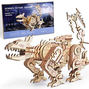 3D Wooden Puzzles for Kids - Mechanical Puzzles Gifts for Boys Ages 12-14, Adults and Teens 140 Pieces - Robot Dog Assembly Size 9.64” x 4.72” x 7.48”