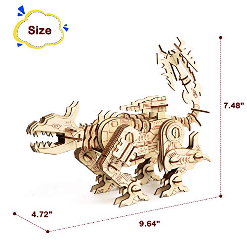 3D Wooden Puzzles for Kids - Mechanical Puzzles Gifts for Boys Ages 12-14, Adults and Teens 140 Pieces - Robot Dog Assembly Size 9.64” x 4.72” x 7.48”