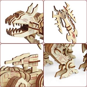 3D Wooden Puzzles for Kids - Mechanical Puzzles Gifts for Boys Ages 12-14, Adults and Teens 140 Pieces - Robot Dog Assembly Size 9.64” x 4.72” x 7.48”