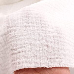 Wrinkle Gauze Cotton Material Quilting Sewing Craft Fabric Table Runners Decor Cloth for Party, Wedding Cheesecloth Kitchen Cooking (5Yard, White)