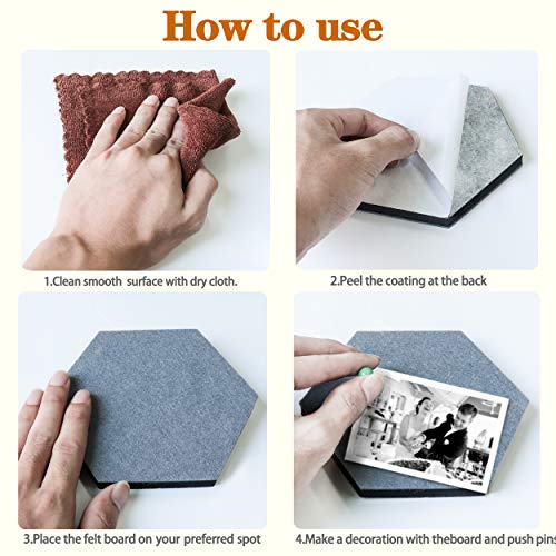 Soyizom Felt Pin Board Self Adhesive Board for Photos | Memos | Display | Notice,Thickened Bexagonal Bulletin Board Decorative Pin Board Pads for Offices School Home Wall Decor(7 Pcs/Set,Style A）