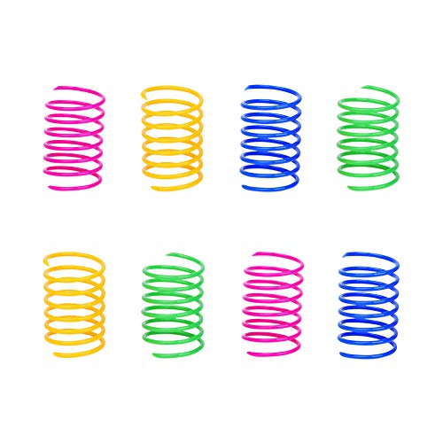 ISMARTEN Cat Spring Toy (60 Pack), Cat Kittens Toys Plastic Coil Spiral Springs for Swatting, Biting, Hunting, and Active Healthy Play (Random Color)