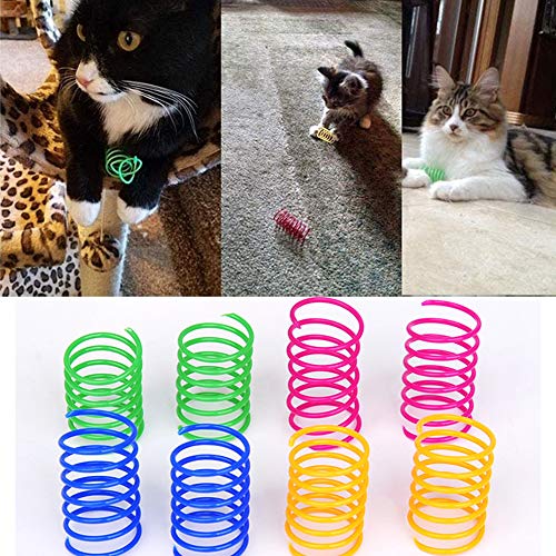 ISMARTEN Cat Spring Toy (60 Pack), Cat Kittens Toys Plastic Coil Spiral Springs for Swatting, Biting, Hunting, and Active Healthy Play (Random Color)