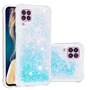 eyilin glitter bling case for huawei p40 lite, transparent shockproof liquid quicksand cover silicone soft tpu gel protective phone case