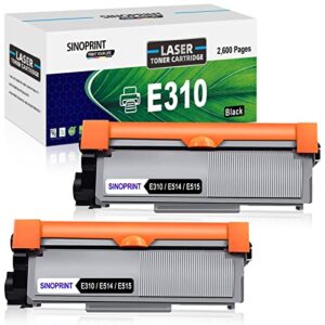 sinoprint e310 e310dw toner compatible replacement for dell e310dw e514dw e515dw e515dn e515 e514 pvthg 593-bbkd p7rmx wireless monochrome printer ink, high yield 2600 pages (black,2-pack)