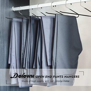 DOIOWN Pants Hangers 28 Pack Non Slip Slack Hangers Open Ended Trousers Hangers Space Saving Metal Jeans Hangers for Pants, Slacks, Towels