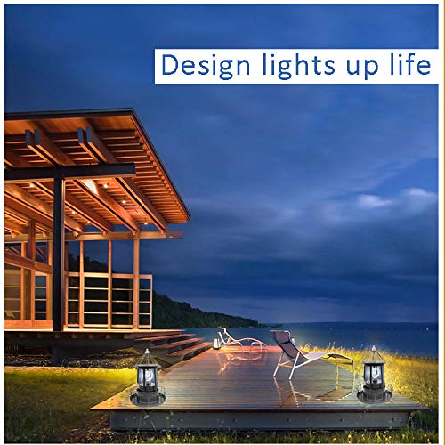 Retro LED Solar Rotating Lighthouse Beacon Lamp , Outdoor Waterproof Garden Solar Hanging Lantern for Patio Fence Garden Decoration- 1pc (1521cm)