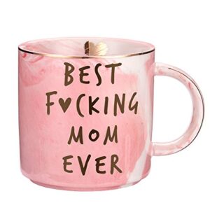 hendson mom gifts, mothers day gifts for women - best mom ever - funny mom birthday gift ideas, new mom, pregnancy congratulations gifts for first time moms - pink marble mug, 11.5oz coffee cup