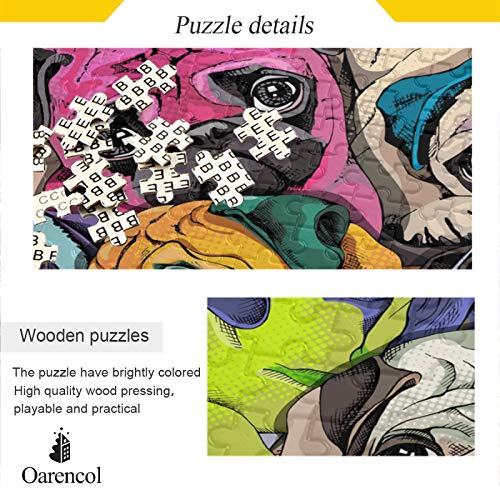 Oarencol Colorful Pug Jigsaw Puzzle Funny Animal Dog 1000 Pieces Puzzles for Adults Kids DIY Gifts