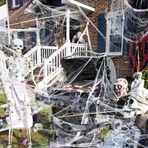 Spider Web, SKYLA&SKYLER 1200 sqft Fake Spider Webs with 60 Extra Spiders Indoor & Outdoor Spooky Spider Webbing for Halloween Decorations, Cosplay Prop Party and Ghost House Decoration