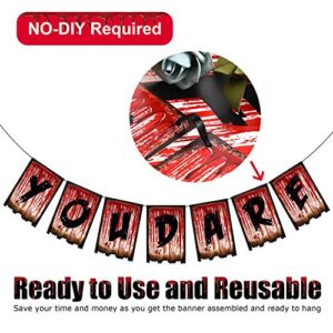 Tatuo Enter If You Dare Halloween Banner Bloody Banner Home Decor for Halloween Zombie Vampire Party Halloween Welcome Signs Porch Decorations