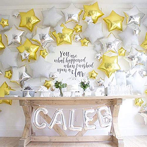 [10 Pack] Star Shape Foil Balloons, 18" Mylar Aluminum Foil Balloons 45cm Decorations for Birthday Party Wedding Engagement Party Celebration Holiday Show Party Activities (Gold, 18 Inch)