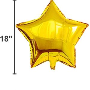 [10 Pack] Star Shape Foil Balloons, 18" Mylar Aluminum Foil Balloons 45cm Decorations for Birthday Party Wedding Engagement Party Celebration Holiday Show Party Activities (Gold, 18 Inch)