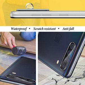 BAZO [2+2 Pack Tempered Glass Screen Protector for Samsung Galaxy A21 and Camera Lens Protector with Easy Installation Frame - Anti-Scratch - Bubble Free -Case Friendly - 9H Hardness - HD Clear