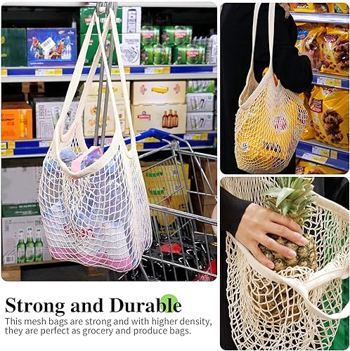 YOYI YOYI Reusable Produce Bags Cotton Mesh Grocery Bags,Washable Portable Vegetable Bag, 100% Cotton Mesh String Organizer Shopping Bag Handle Net Tote(3 Piece)