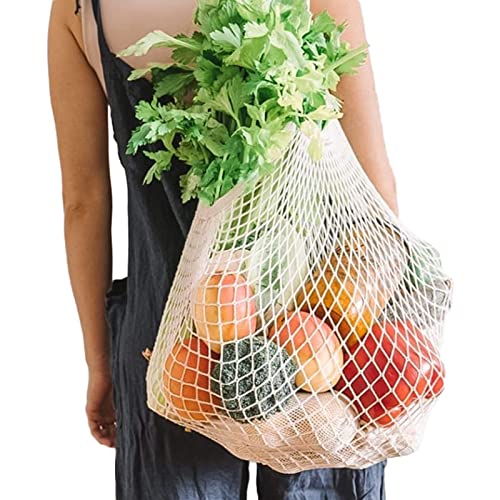 YOYI YOYI Reusable Produce Bags Cotton Mesh Grocery Bags,Washable Portable Vegetable Bag, 100% Cotton Mesh String Organizer Shopping Bag Handle Net Tote(3 Piece)