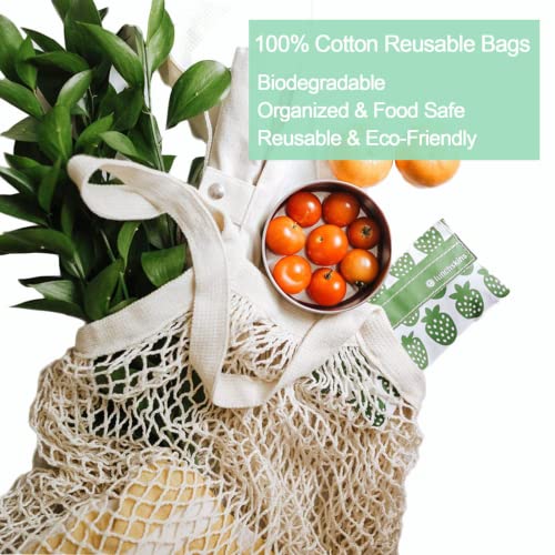 YOYI YOYI Reusable Produce Bags Cotton Mesh Grocery Bags,Washable Portable Vegetable Bag, 100% Cotton Mesh String Organizer Shopping Bag Handle Net Tote(3 Piece)