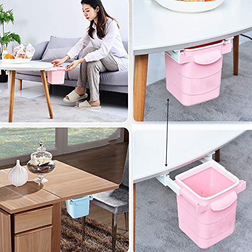 lucare Hidden Retractable Adhesive Trash Can for Office Desk Home Dustbin Garbage Waste Bin Decoration Grey Normal