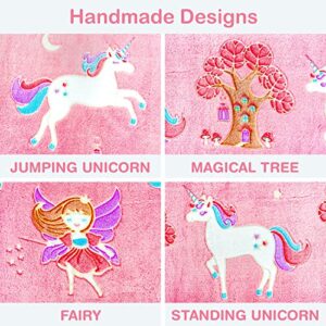 Glow in The Dark Unicorn Blanket for Girls – Soft Pink Fleece Throw. Great Christmas, Birthday, Baby, Toddler Unicorn Gifts! Unicorn Toys for Girls, with Fairy, Butterfly, Stars. Bright Long-Last Glow