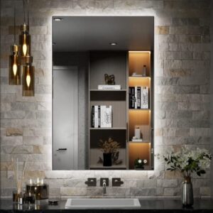 tetote 24 x 36 inch led mirror backlit bathroom,anti-fog mirror with light,dimmable,cri90+,ip54 water proof,wall mounted vanity lighted mirror,horizontal/vertical