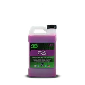 3d wash n wax car wash soap - ph balanced, easy rinse, scratch free soap with wax protection - 64oz.