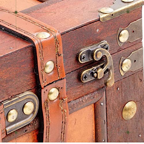 Brynnberg - Pirate Treasure Chest Storage Box - Little Red Marco 13x8,3x4,3" - Durable Wooden Treasure Chest with Lock - Unique Handmade Decorative Wood Storage Box - Vintage Wood Chest Box