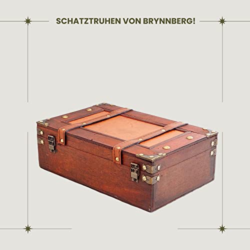 Brynnberg - Pirate Treasure Chest Storage Box - Little Red Marco 13x8,3x4,3" - Durable Wooden Treasure Chest with Lock - Unique Handmade Decorative Wood Storage Box - Vintage Wood Chest Box